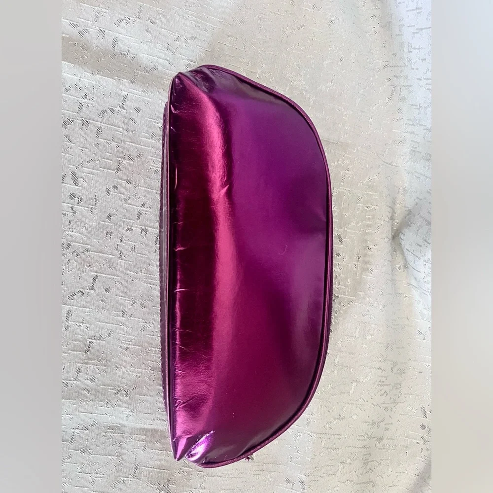 Purple Cosmetic Bag with Curved Shape and Sheen